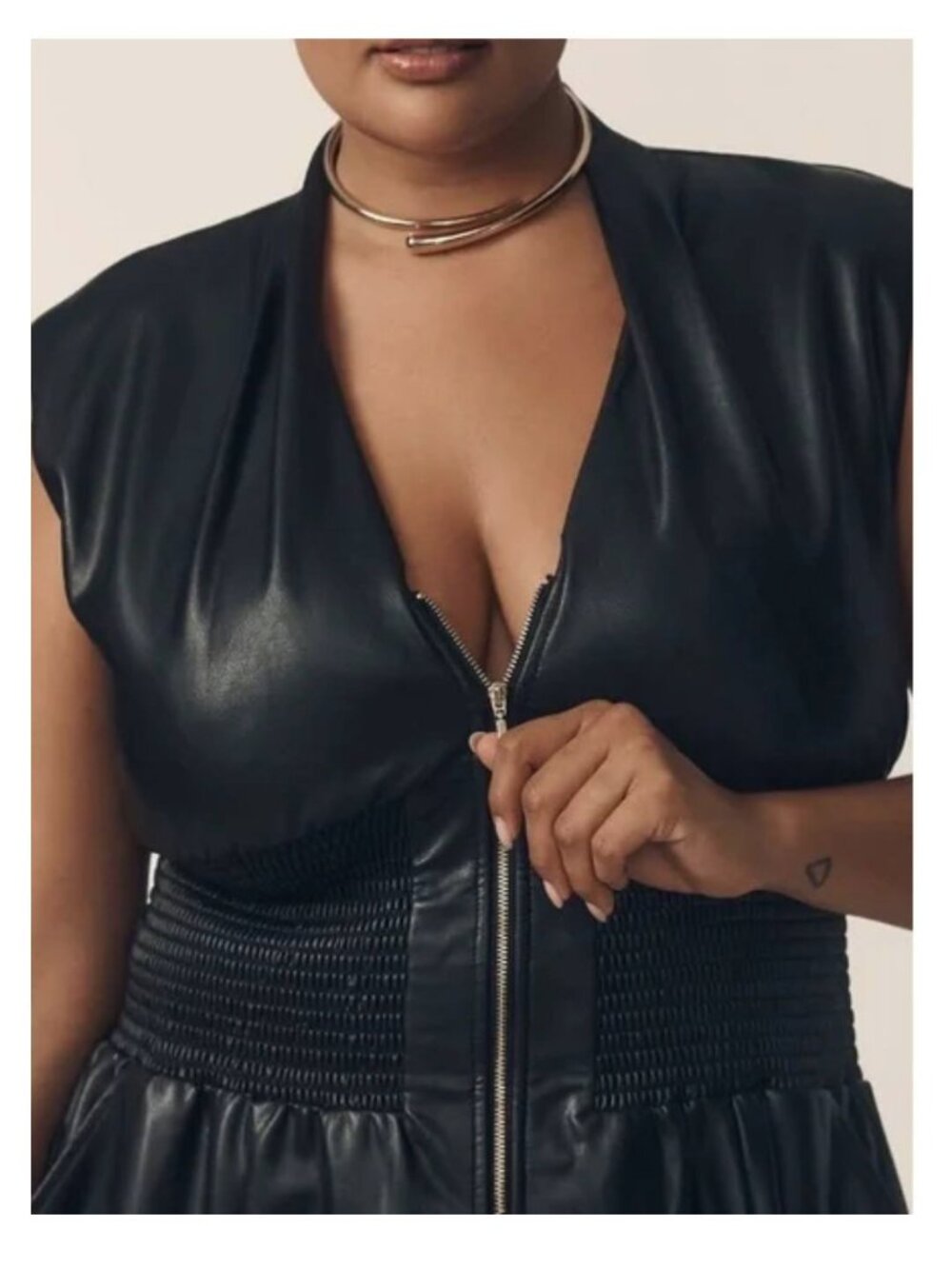 Anthropologie Tommie Dress 2XL Faux Leather Black Plus Size - Picture 3 of 12